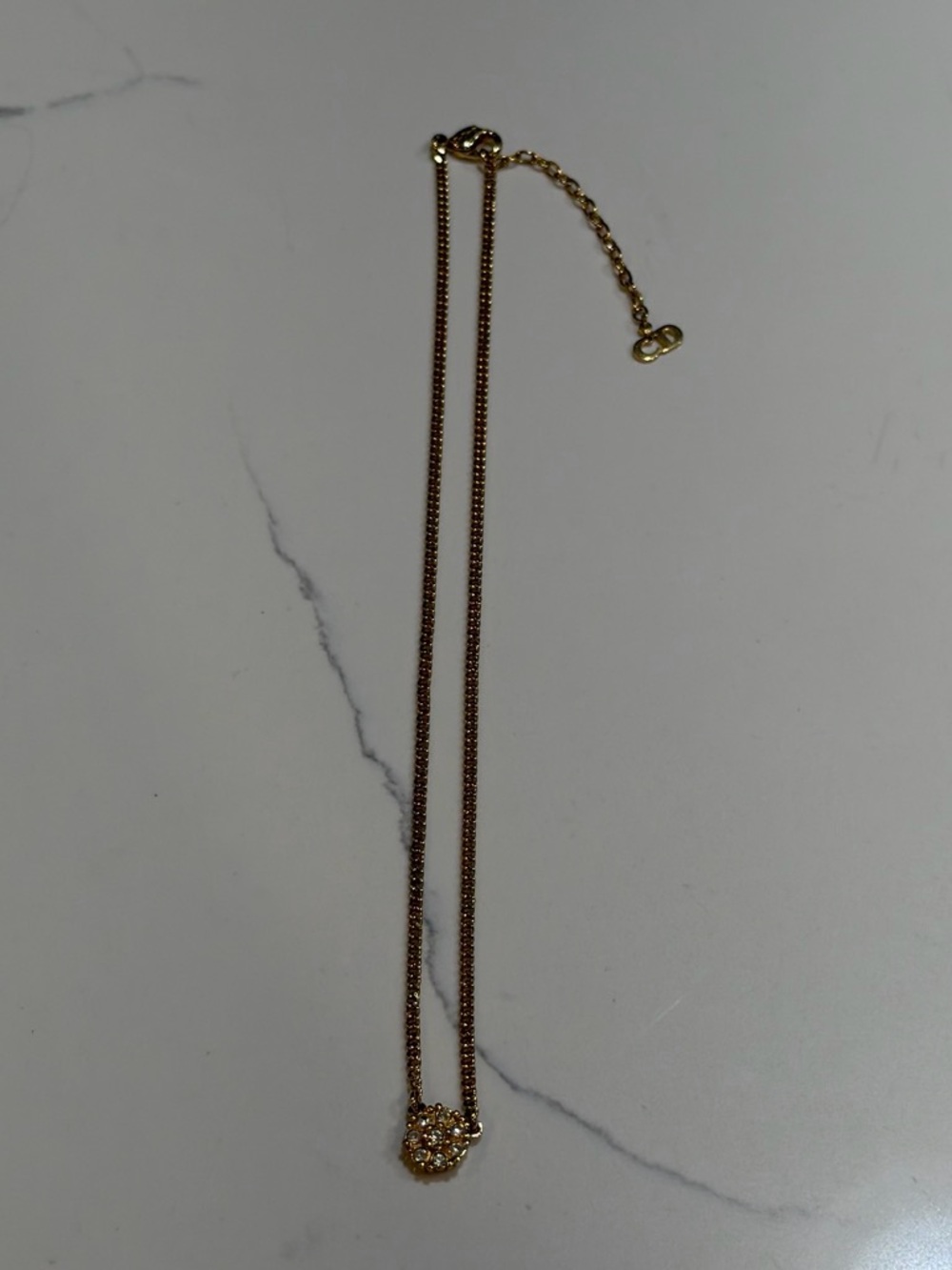 Christian Dior Gold Crystal Pendant Necklace
